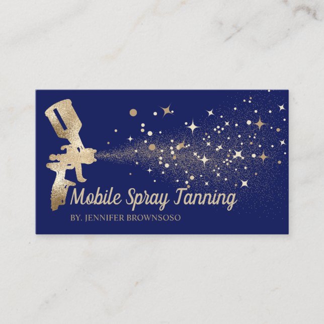 Navy Star Gold Mobile Body Paint Tan Spray Business Card (Front)