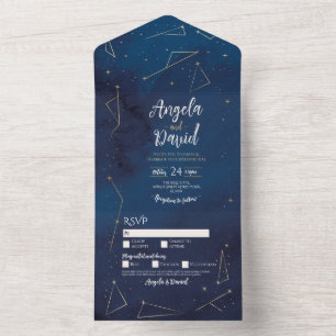 Navy Star Sign Wedding Invite & RSVP