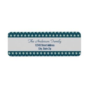 Navy Starfish Beach - Return Address Labels