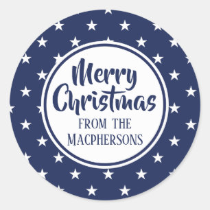 Navy Stars Christmas Stickers