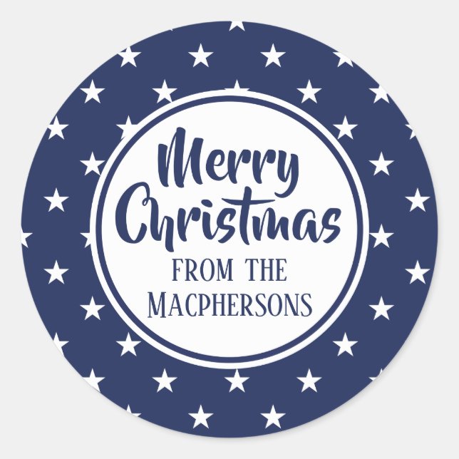 Navy Stars Christmas Stickers (Front)