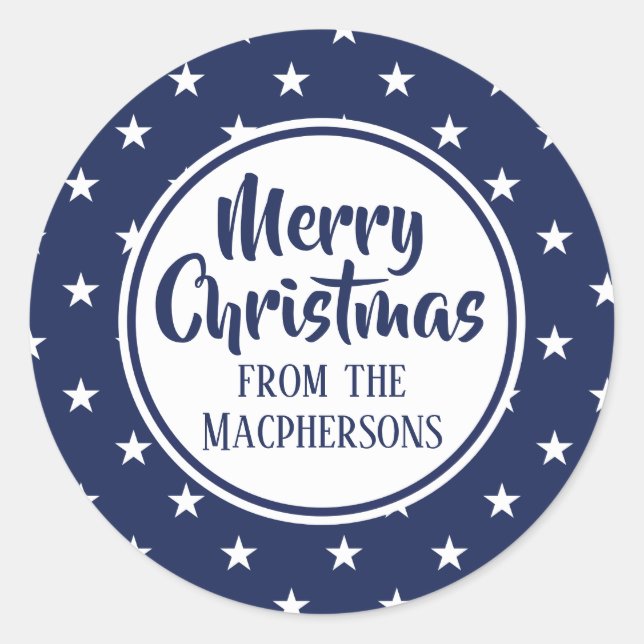 Navy Stars Christmas Stickers (Front)