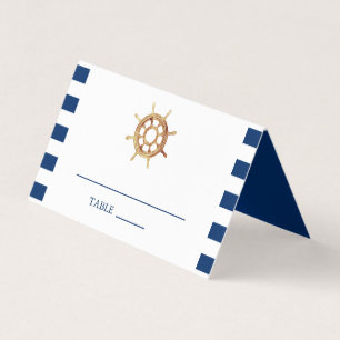 Navy Steering Wheel Nautical Wedding Place Card