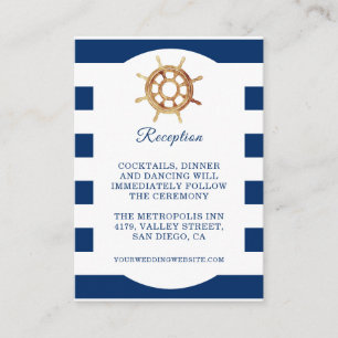 Navy Steering Wheel Nautical Wedding Reception Enclosure Card