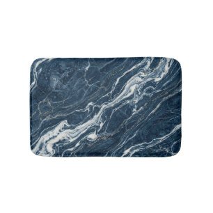 Navy Stone Marble Elegant Clean Look Bath Mat