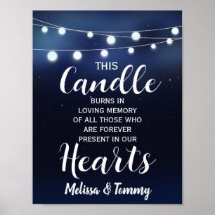 Navy String of lights Memory candle sign wedding