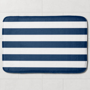 Navy Stripe Bath Mat