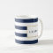 Navy Stripe & Pink Peony Personalised Mug
