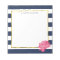 Navy Stripe & Pink Peony Personalised Notepad