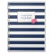 Navy Stripe & Watercolor Pink Peony Notebook