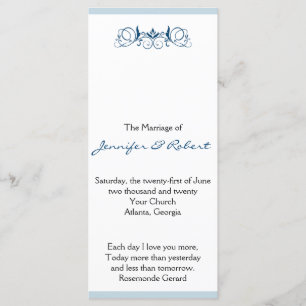 Navy Stripe with Floral Accent Wedding Program Programme