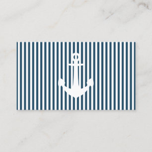 navy striped anchor business card