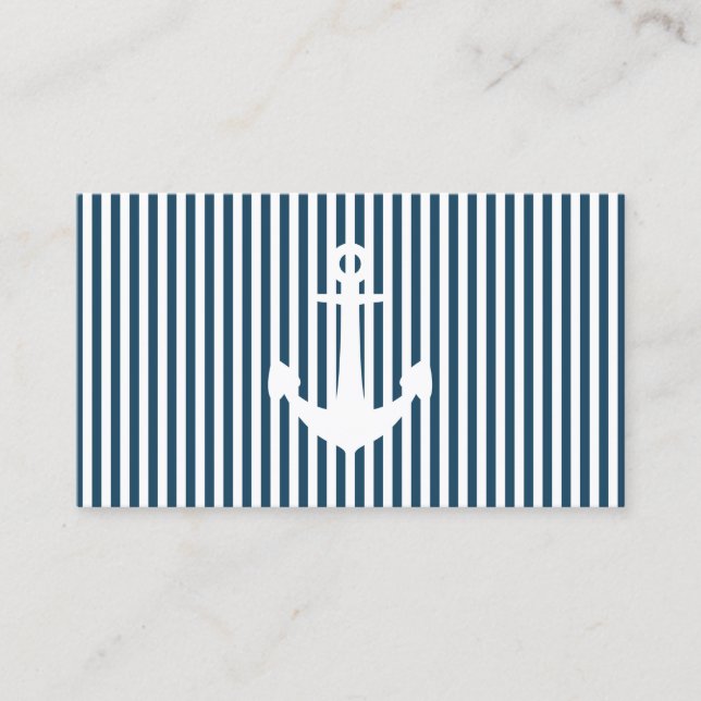 navy striped anchor business card (Front)