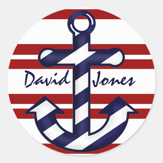 Navy Striped Anchor Stickers (Front)