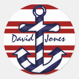 Navy Striped Anchor Stickers