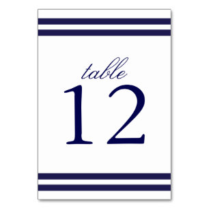 Navy Striped Table Number Card