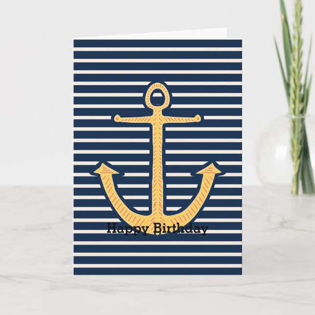 Navy Stripes Anchor Card (Front)