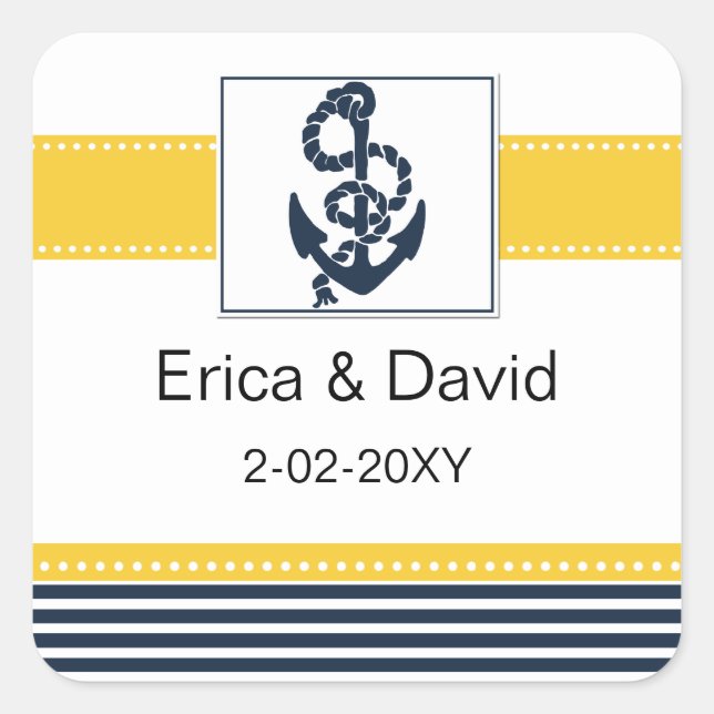 navy stripes,anchor, nautical favour stickers (Front)