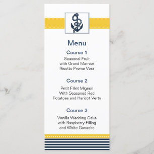 navy stripes, anchor, nautical menu cards