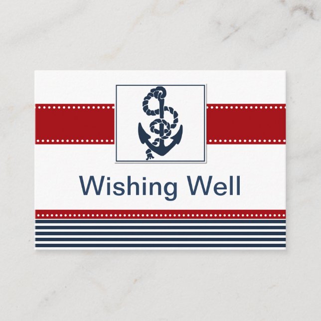 navy stripes, anchor, nautical wishing well card (Front)