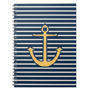 Navy Stripes Anchor Notebook