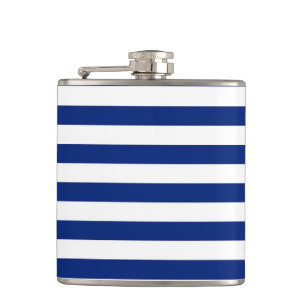 Navy Stripes Hip Flask