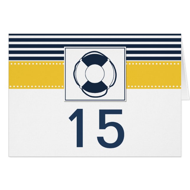 navy stripes,lifebuoy nautical  table number (Front Horizontal)