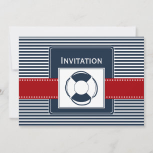 navy stripes, lifebuoy , nautical wedding invites