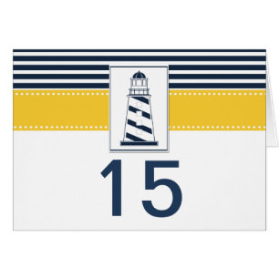navy stripes,lighthouse, nautical table number