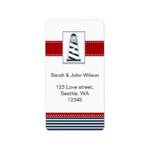 navy stripes,lighthouse, nautical wedding labels