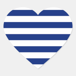 Navy Stripes Nautical Decor Heart Sticker
