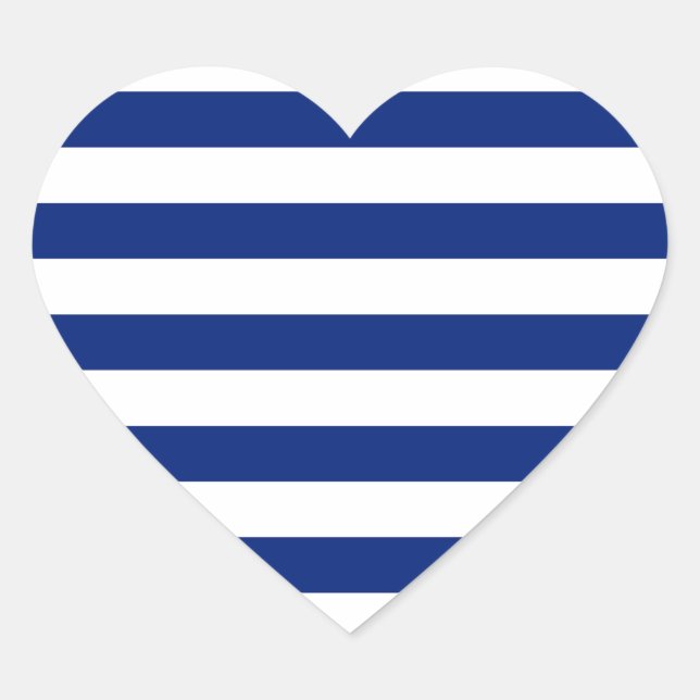 Navy Stripes Nautical Decor Heart Sticker (Front)