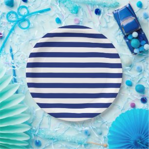 Navy Stripes Nautical Decor Paper Plate