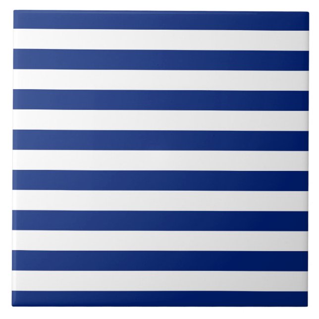 Navy Stripes Nautical Decor Tile (Front)