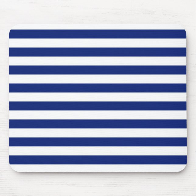 Navy Stripes Nautical Pattern Mouse Mat (Front)