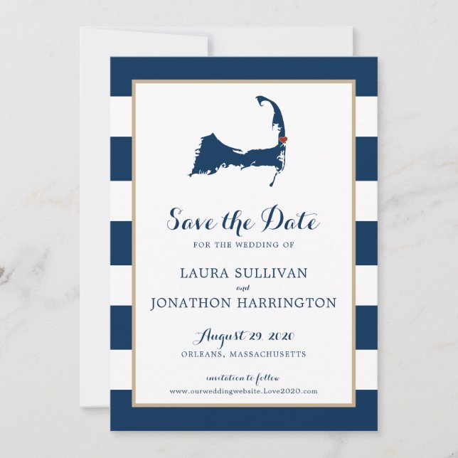 Navy Stripes Orleans Cape Cod Save the Date (Front)