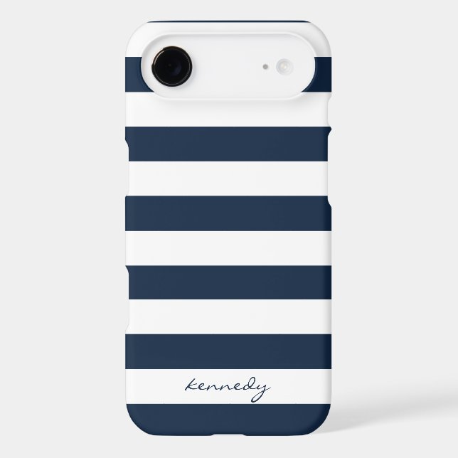 Navy Stripes Pattern Personalised iPhone 6 case (Back)
