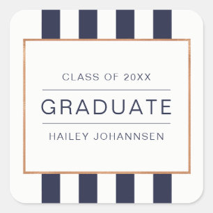 Navy Stripes Personalised Graduation Stickers