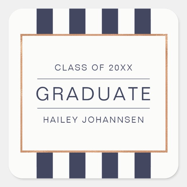Navy Stripes Personalised Graduation Stickers (Front)