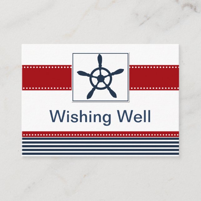 navy stripes, rudder, nautical wishing well card (Front)