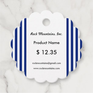 Navy Stripes Scalloped Price Tags   EB_Office