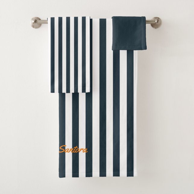 Navy Stripes | The Modern Gentleman's Monogram Bath Towel Set (Insitu)