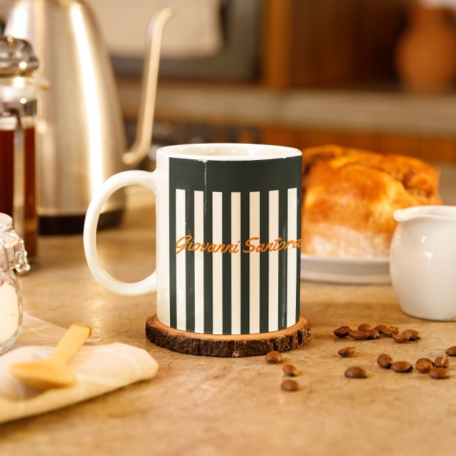 Navy Stripes | The Modern Gentleman's Monogram Coffee Mug (Creator Uploaded)