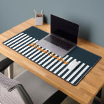 Navy Stripes | The Modern Gentleman's Monogram Desk Mat<br><div class="desc">The pinstripes navy suit is a classic men’s wardrobe staple. Throw in a splash of orange for a modern take on this aesthetic to stand out from the crowd. Stripes remain just as popular today as they have been for centuries. This monogram collection radiates sophistication, elegance, and fun. This collection...</div>