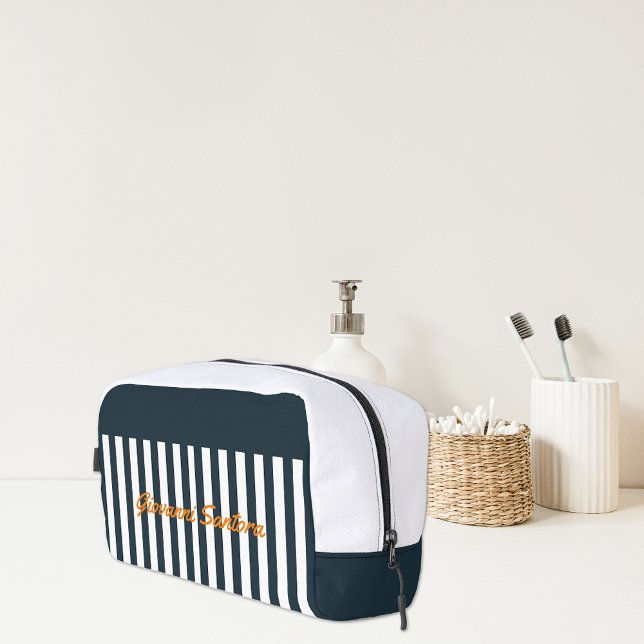 Navy Stripes | The Modern Gentleman's Monogram Dopp Kit (Creator Uploaded)