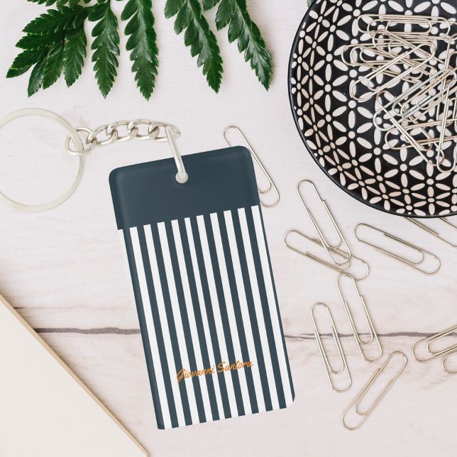 Navy Stripes | The Modern Gentleman's Monogram Key Ring (Creator Uploaded)