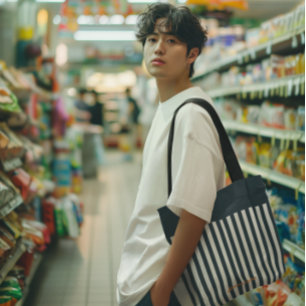 Navy Stripes   The Modern Gentleman's Monogram Tote Bag