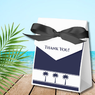 Navy Stripes Tropical Palm Tree Coastal Wedding Favour Box