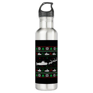 Navy Submarine Submariner Ugly Christmas Sweater 710 Ml Water Bottle