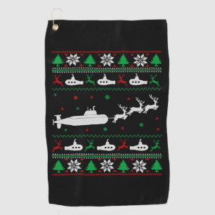 Navy Submarine Submariner Ugly Christmas Sweater Golf Towel